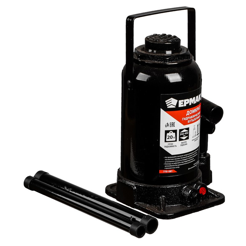 Домкрат гидравл. бутылочный 20т 242-452мм ЕРМАК 770-081