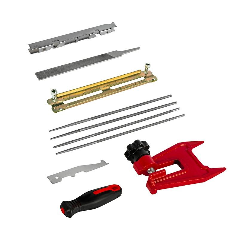 Набор для заточки цепи (напильники, 4,0мм, 4,8мм, державка, калибр, струбцина) DDE 242-915