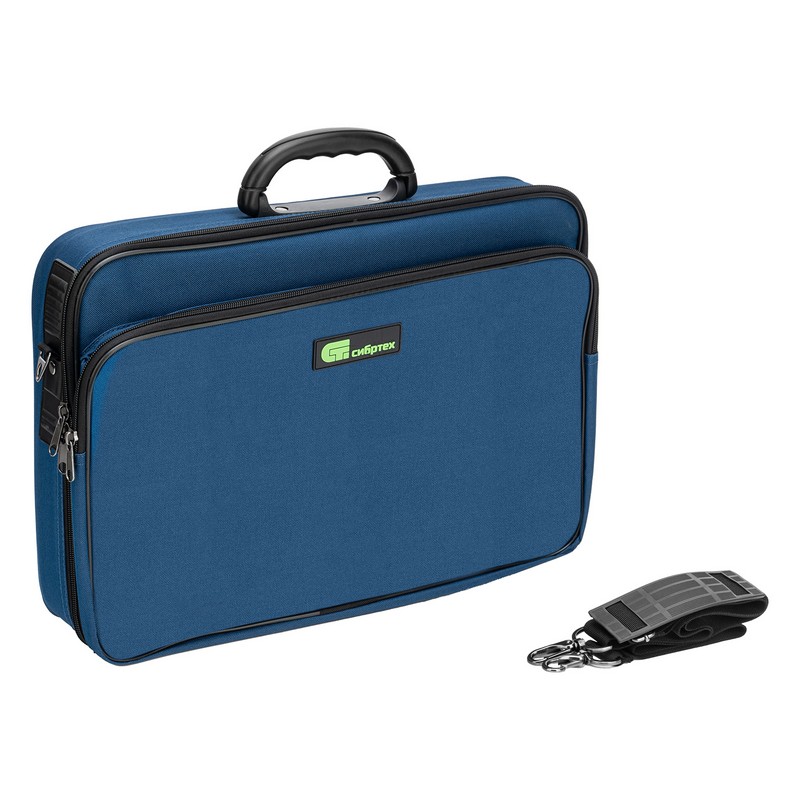 Сумка для инструмента (кейс монтера) 470х340х110мм, 25 карманов, ремень Сибртех 90237