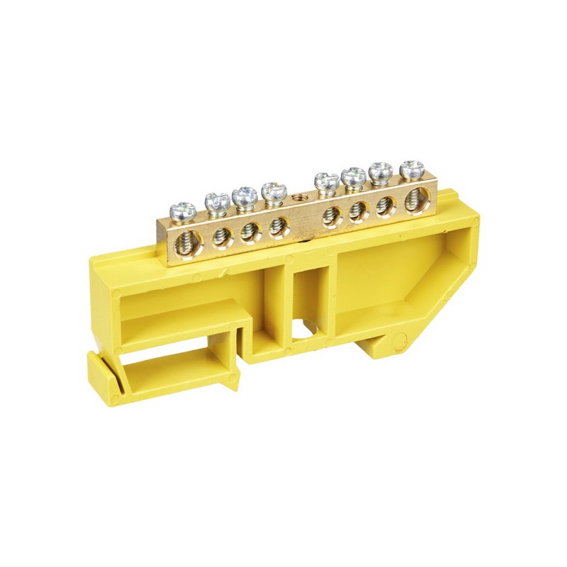 Шина нулевая 8-мест. с изолятором на DIN-рейку Желтая