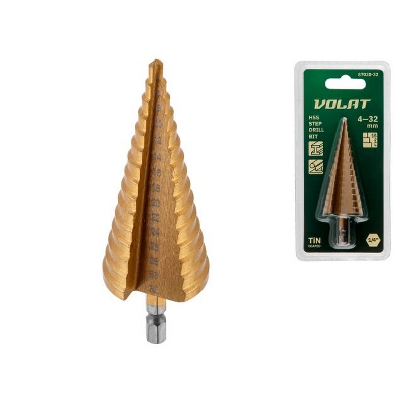 Сверло по металлу ступенчатое 4-32мм HSS ВОЛАТ 87020-32