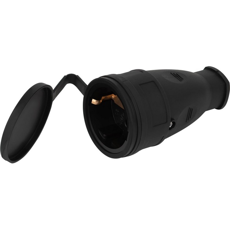 Розетка штепсель с заз. каучук. с крышкой 16А IP44 ЭРА RX10-B-IP44