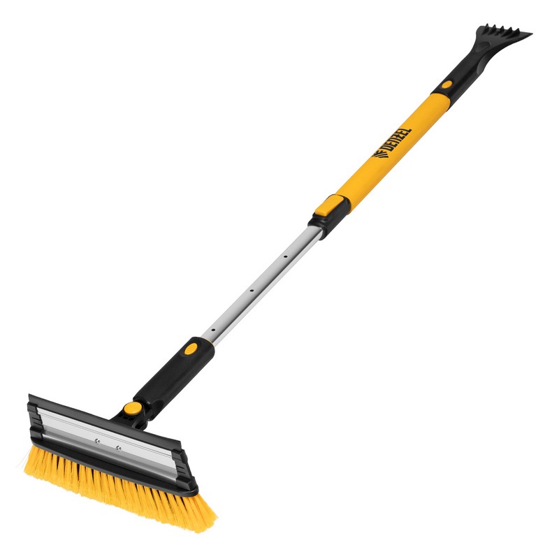 Щетка-сметка для снега со скребком, телескоп. 900-1200мм, поворотная голова, водосгон DENZEL 55308