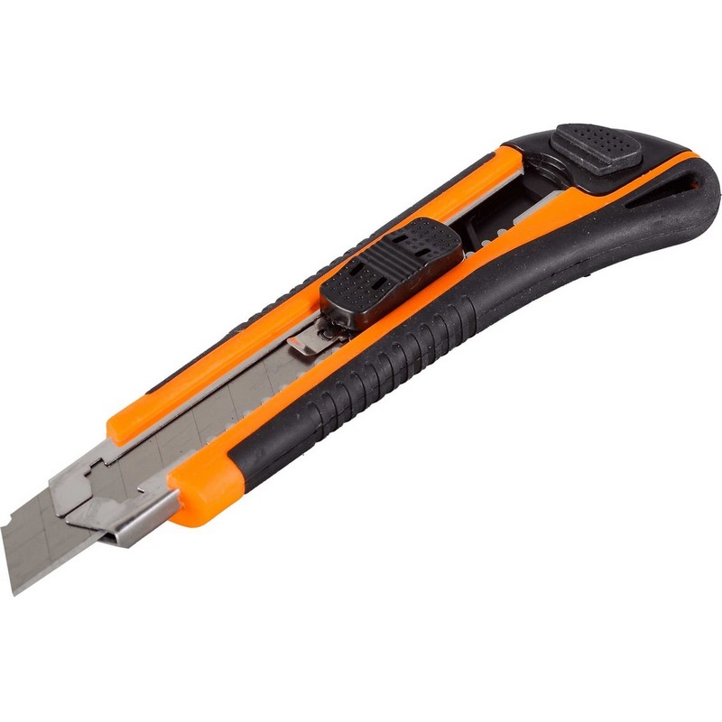 Нож с выдвижным лезвием 18мм, двухкомп.корпус, авт.фиксатор ВИХРЬ