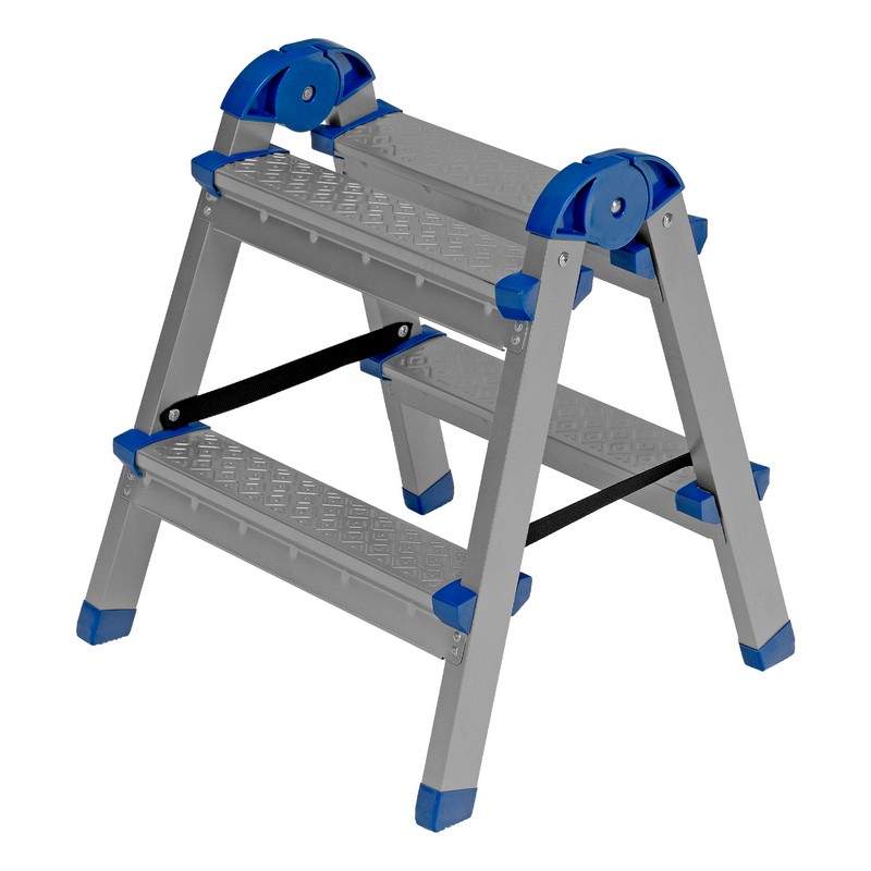 Стремянка стальная 2-ступени двухсторонняя, сталь.профиль, сталь.ступени Сибртех 97982