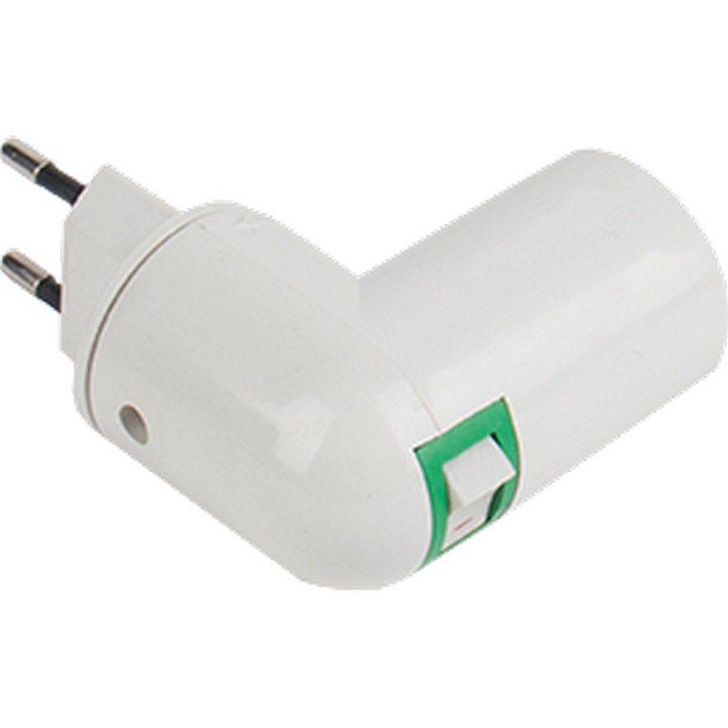 Переходник вилка-патрон E14 c выкл. Белый Ecola base APT4SWEAY