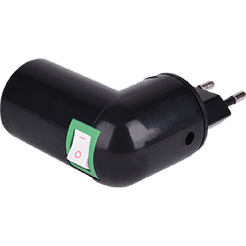 Переходник вилка-патрон E14 c выкл. Черный Ecola base APT4SBEAY