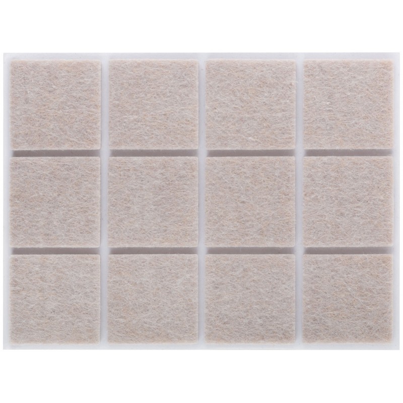 Подкладки под мебель самокл. (12шт) 25х25мм квадратные, войлок