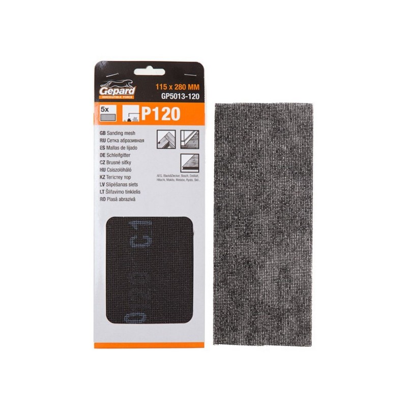 Сетка абразивная 115х280мм (5шт) Р120 GEPARD GP5013-120