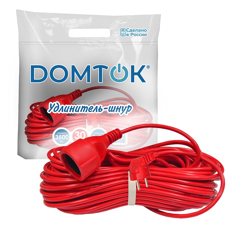 Удлинитель 1х30м с заз. ПВС 3х1,5 (3500вт) DOMTOK