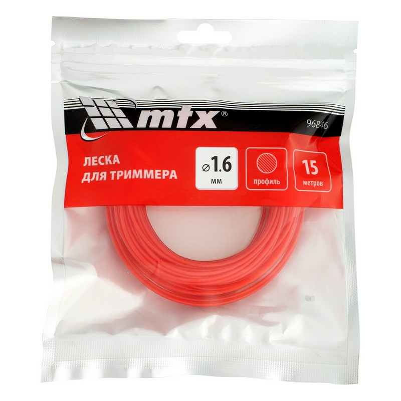 Леска для триммера 1,6мм 15м круглая, армир.алюминием MTX 96846
