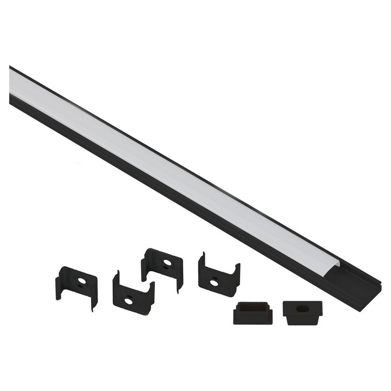 Профиль для LED ленты алюм. накладной (2м) (в сборе) 15,2х6,5мм Черный CAB262