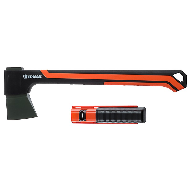 Топор универсальный 950г фиберглас.двухкомп.ручка + точилка для топоров и ножей ЕРМАК 617-367