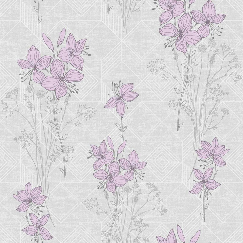 Обои Роса дуплекс 1034-91 сиреневые