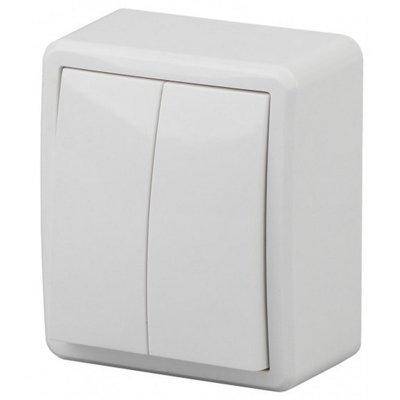Выключатель о/у 2-кл. белый 10АХ-250В Эра Эксперт 11-1204-01