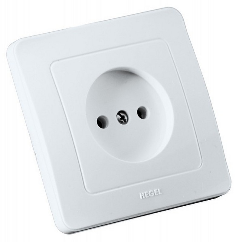 Розетка с/у 1-мест. б/заз. белая 16А IP20 HEGEL PC16-301