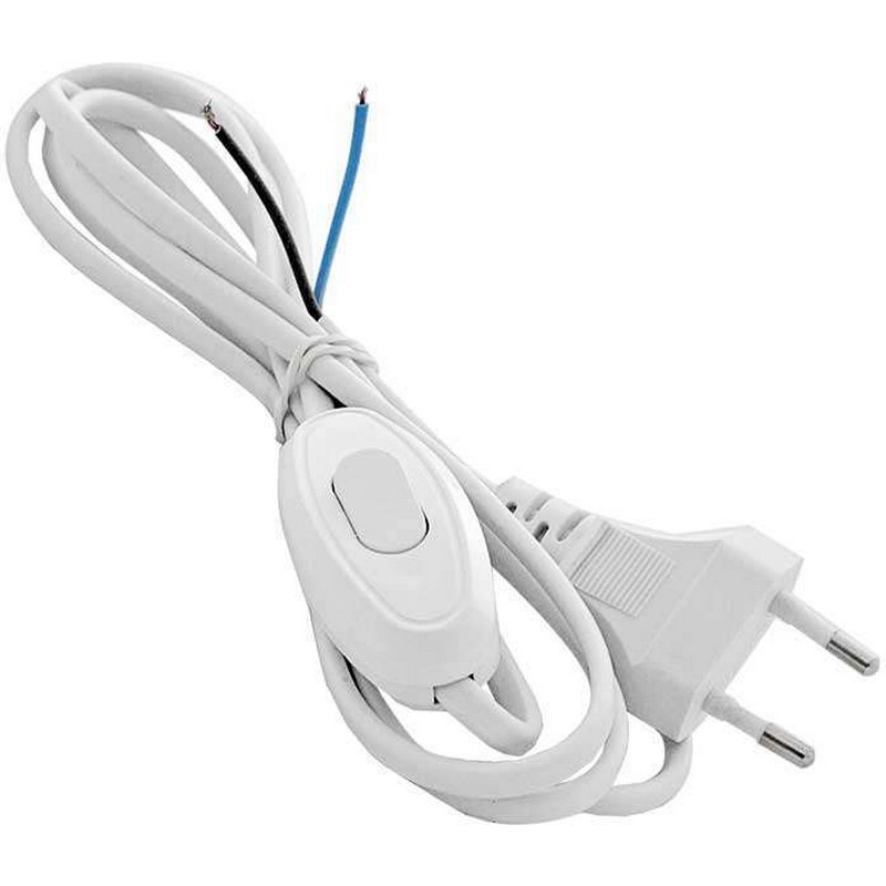 Шнур с вилкой и прох.выкл. 1,7м белый (ШВВП 2х0,75) UNIVersal А1060 