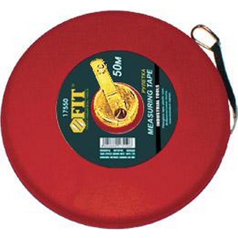 Рулетка 50м фиброглассовая лента, красн.корп. FIT 17550