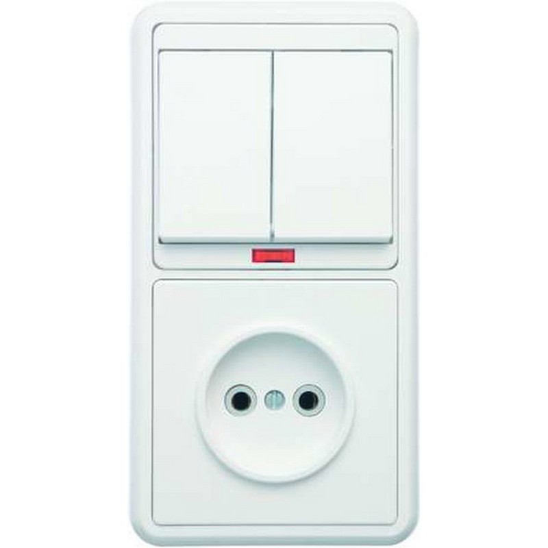 Блок с/у (2-кл. с инд.+ розетка б/заз) бел. БКВР-213 Бэлла Кунцево