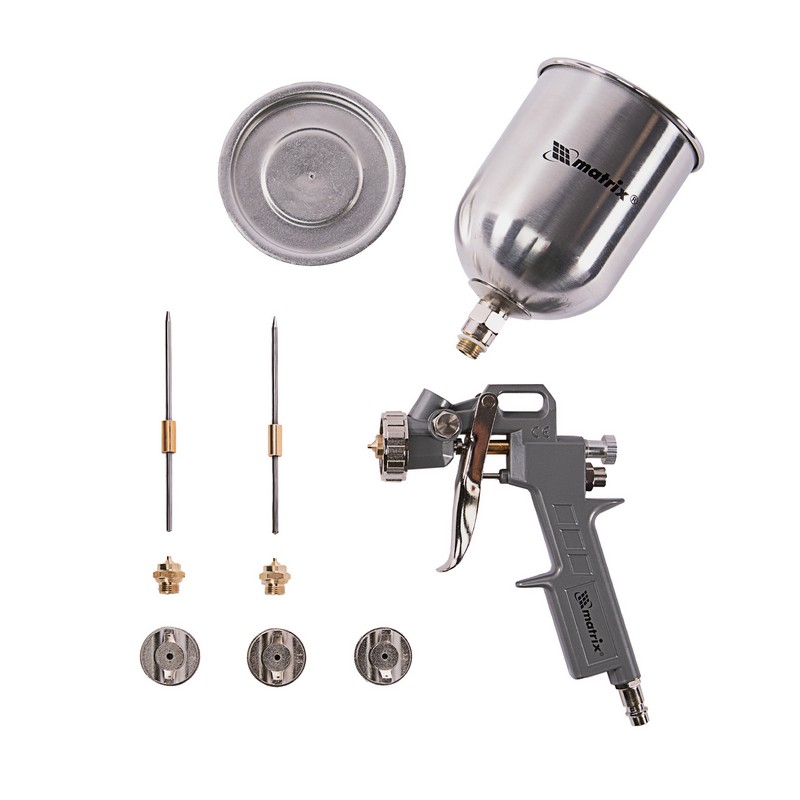 Краскораспылитель пневмат. 600мл верхний бачок, сопло 1.2, 1.5, 1.8мм Matrix 57314