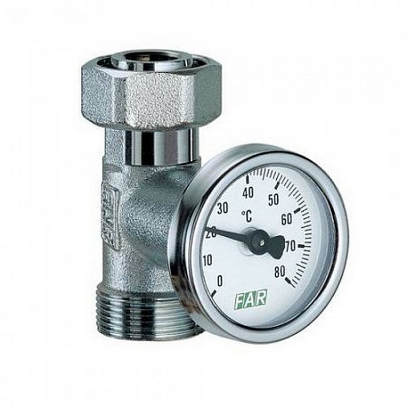 Тройник с термометром 3/4* под мп. нр. FAR (FK 3434)