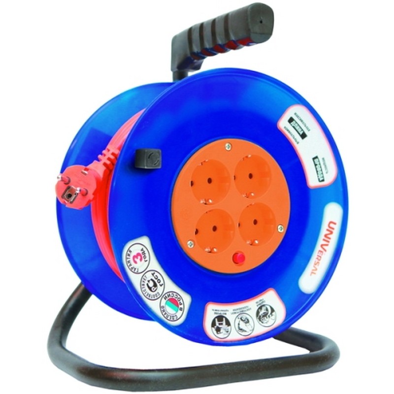 Удлинитель на катушке 4-мест. 20м ПВС 3х0,75 (1300вт) т.защ. UNIVersal ВЕМ-250 9634151