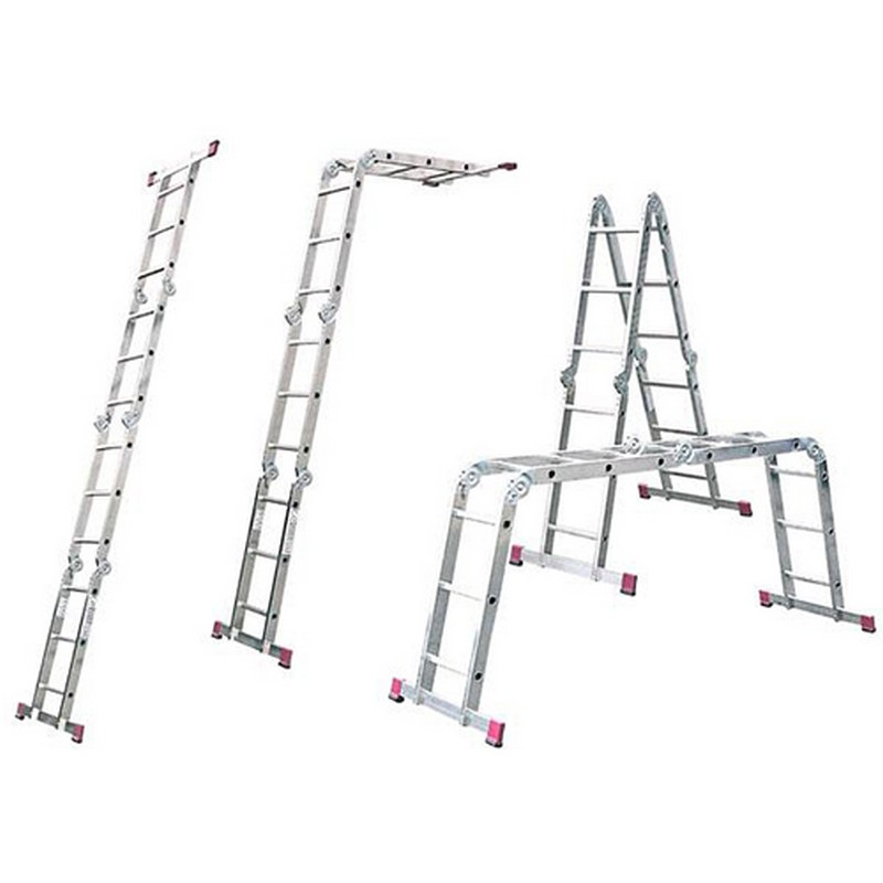 Лестница алюм. шарнирная 4-секц. 4х4 ступени (трансформер)