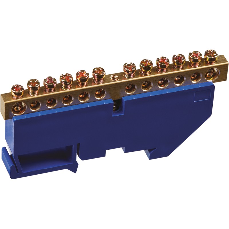 Шина нулевая 12-мест. с изолятором на DIN-рейку син.