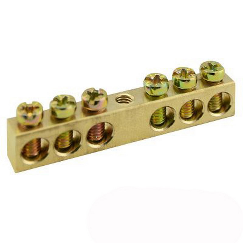 Шина нулевая 6-мест. крепление по центру