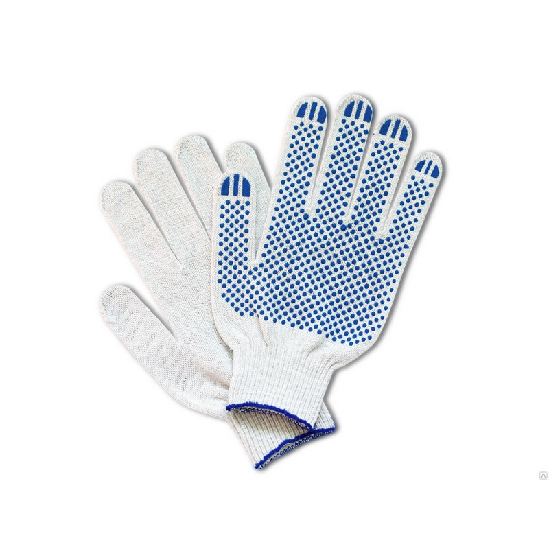 Перчатки х/б с ПВХ 4-нити "точка" 10 класс