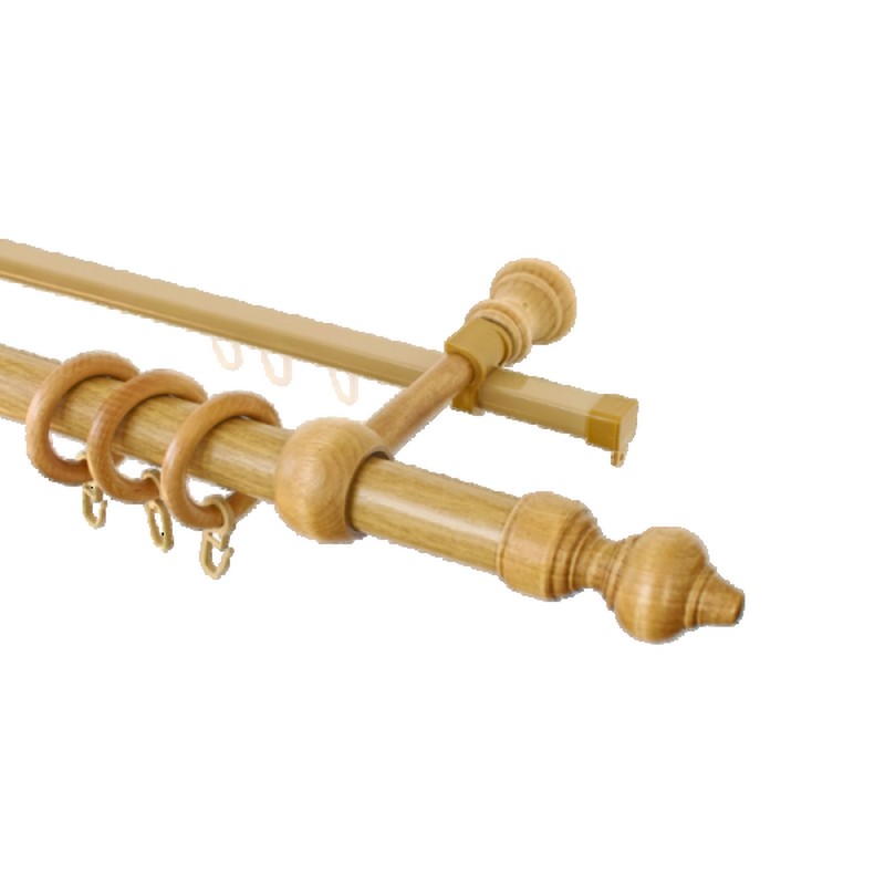 Карниз кругл. с пласт.фурн.28мм ДУБ ЯСНЫЙ 2 ряд. ЗАЖ. 1,8м