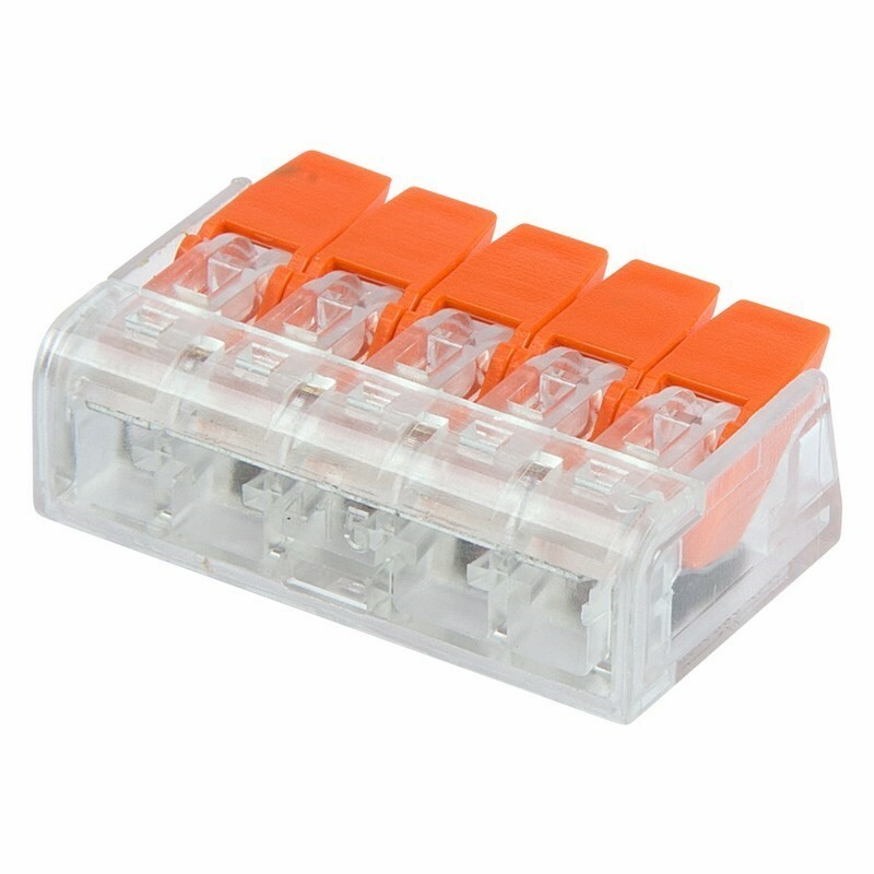 Клемма рычажная компактная 5х(0,14-4,0) REXANT 07-5205 (2шт)