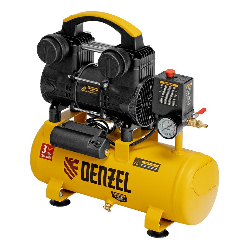 Компрессор безмасл. Denzel DLP-950/10, 950вт 10л 170л/мин