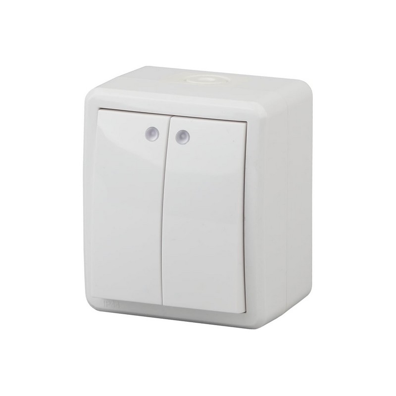 Выключатель о/у 2-кл. с подсв. белый 10АХ-250В Эра Эксперт 11-1405-01