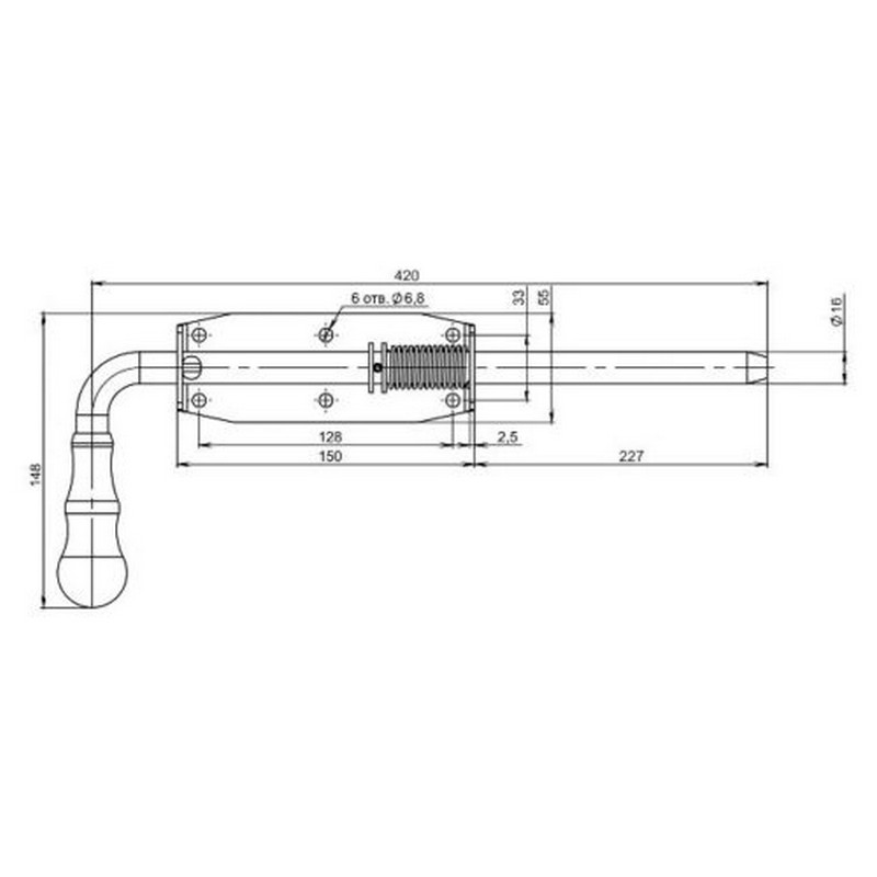 Засов гаражный (полуавтомат 420мм)