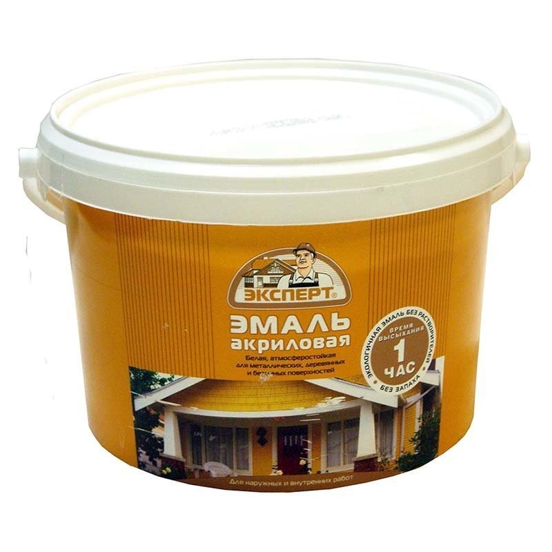 Эмаль акриловая белая глянцевая 0,9кг Лучшая цена