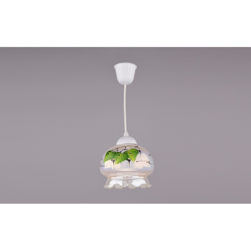 Светильник РС-022 Березовый лист зеленый (пластик, стекло, Е27)   п/ос                                                          