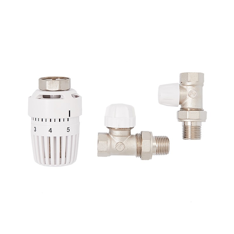 Набор для подключения радиатора прямой 1/2 (термоголовка,термост клапан ,отсечн клапан )