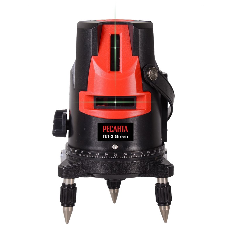 Построитель лазерный Ресанта ПЛ-3 Green, зеленый, 30м ±1мм/5м гориз. и верт. плоскость, 1/2”