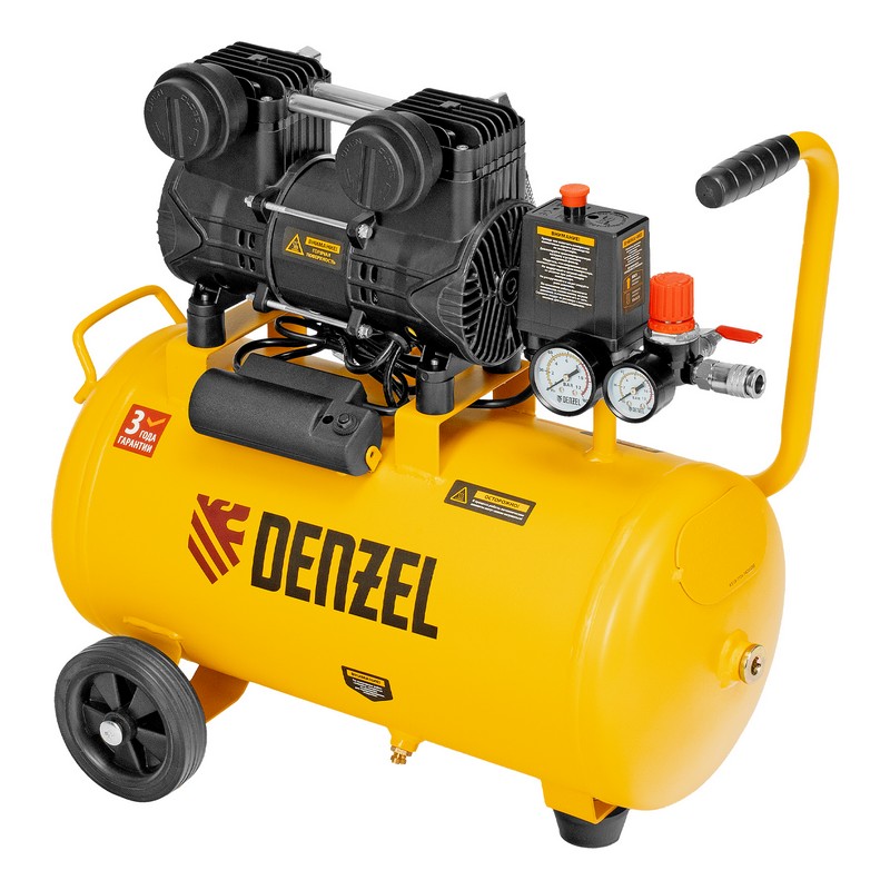 Компрессор безмасл. Denzel DLP-950/24, 950вт 24л 170л/мин