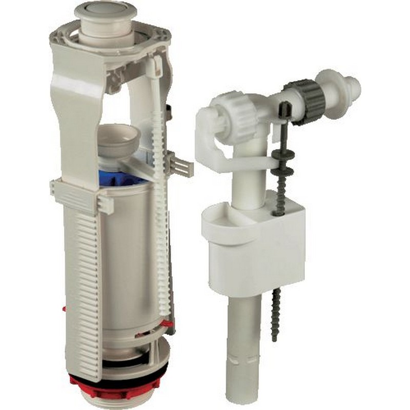 Арматура для бачка кнопка, бок.подвод, пл.белая 1/2 ANI WC8010