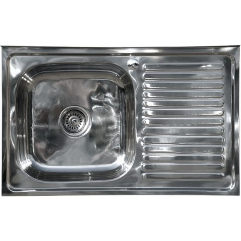 Мойка накладная нерж.50*80 R левая чаша 0,8*180