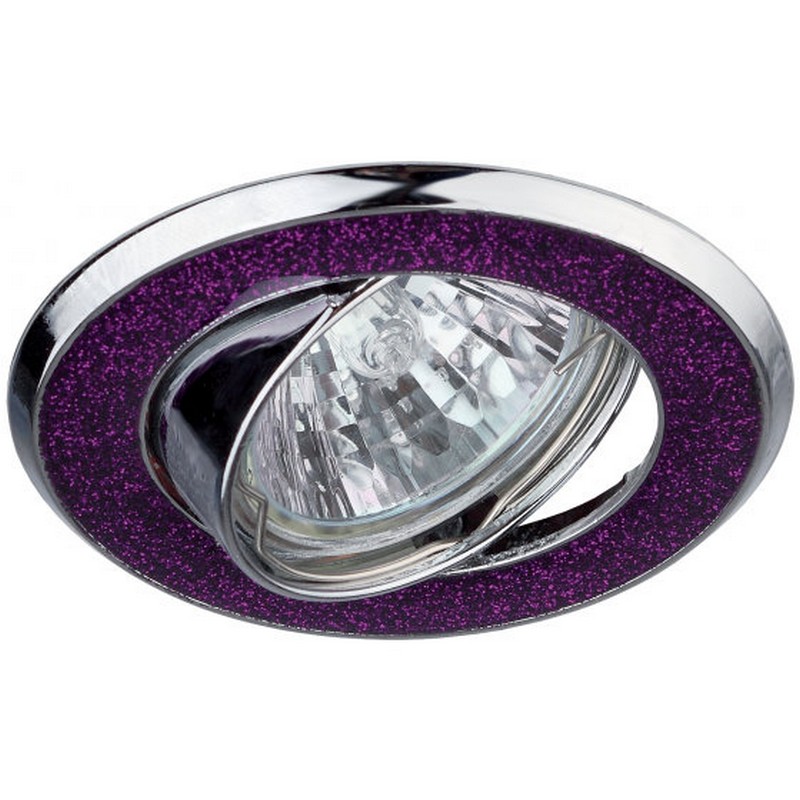 св-к встр. ЭРА DK18 CH/SH PU поворотный MR16 GU5.3 50вт круг со стекл.крошк.d85 фиол.блеск/хр.