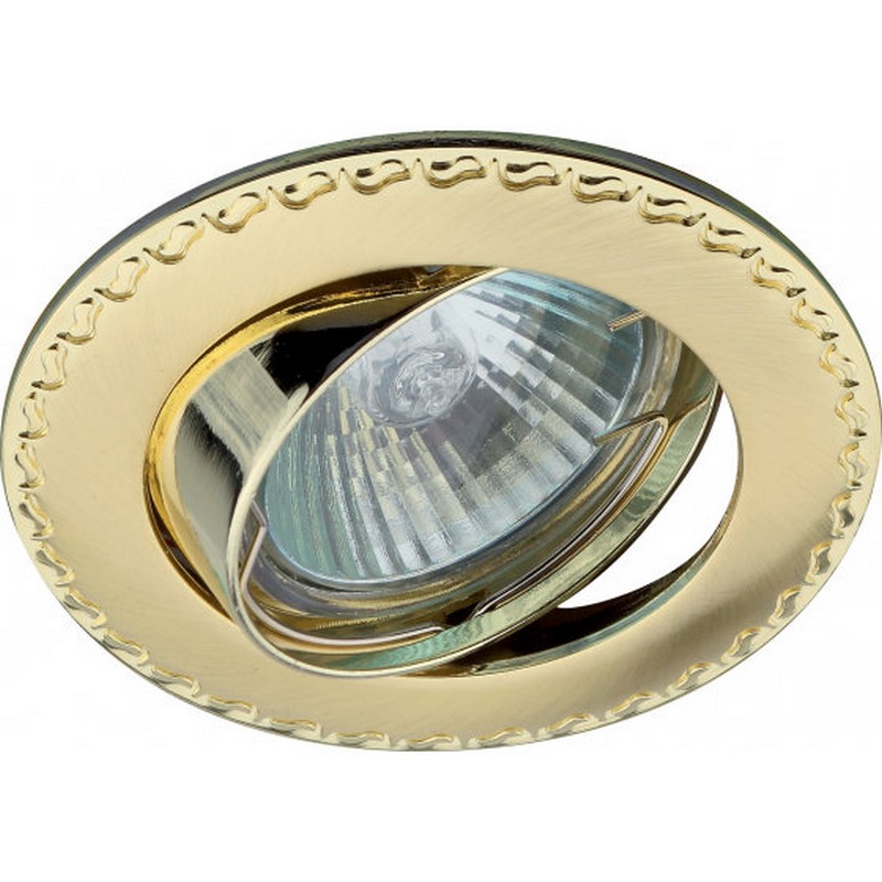 св-к встр. ЭРА KL23А SG/G поворотный "контур с рисунком" d84 MR16 GU5.3 сатин золото/золото