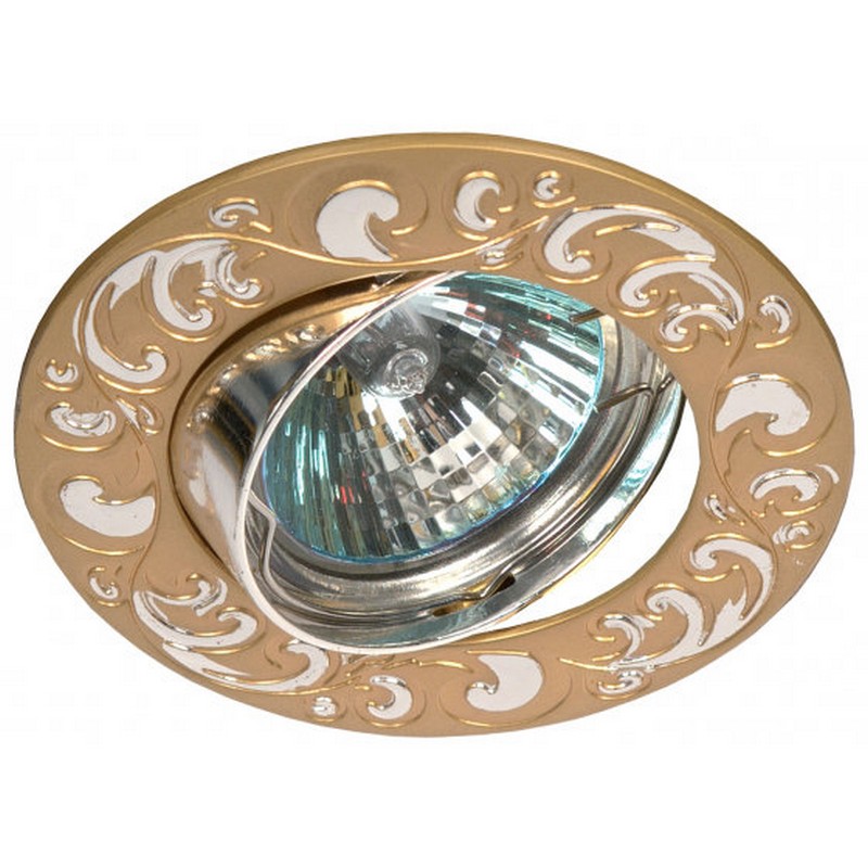 св-к встр. ЭРА KL26А PG/S поворотный MR16 GU5.3 50вт "лианы 1" d90, перламутровое золото/серебро