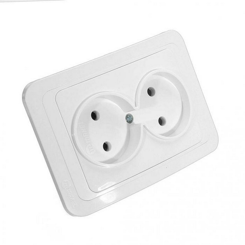 Розетка с/у 2-мест. б/заз. белая/белая MAKEL Mimoza 12017