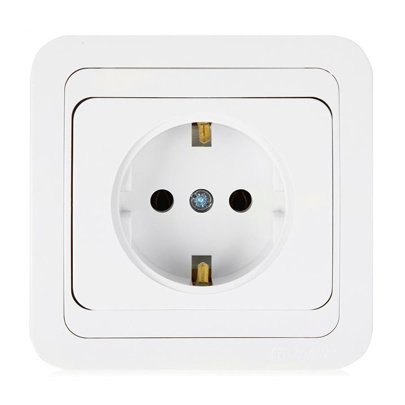 Розетка с/у 1-мест. с заз. белая/белая MAKEL Mimoza 12028