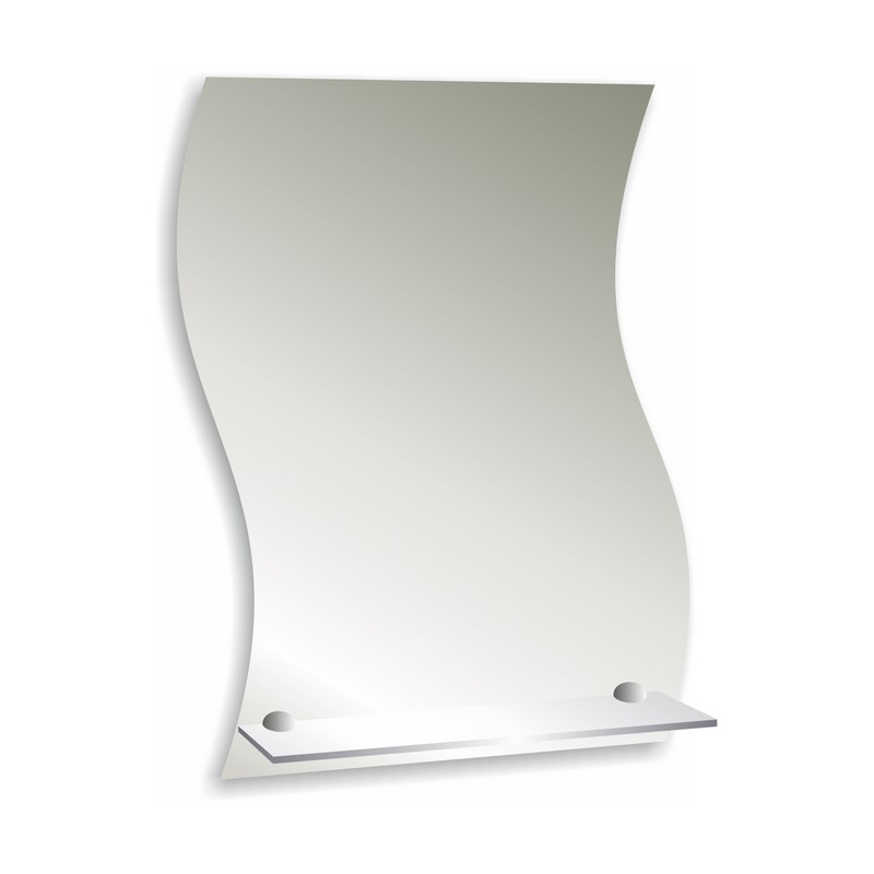 Зеркало №77, 630*520, Правое, "волна", с полочками