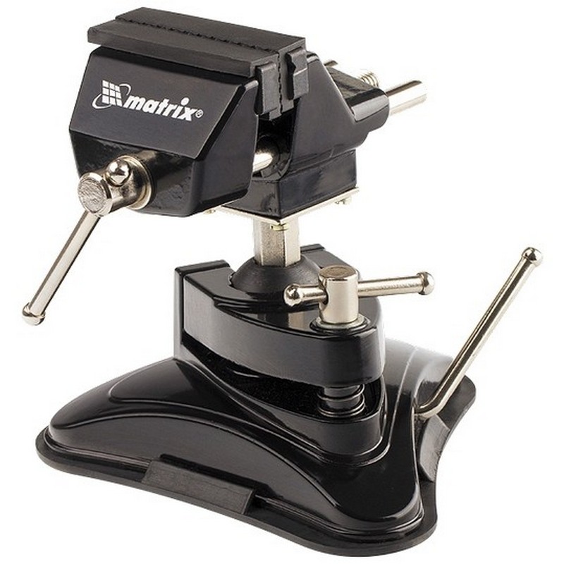 Тиски настольные 70мм, резиновая вакуумная присоска, шарнирный механизм, Matrix 18506