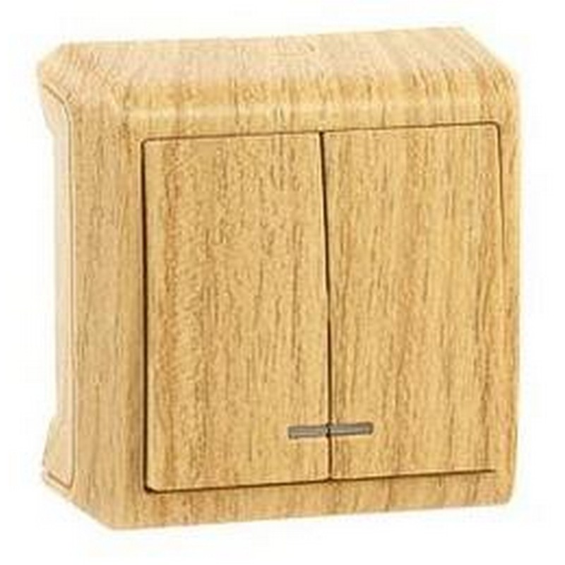 Выключатель о/у 2-кл. с инд. Дуб 10А IP20 VIKO Vera 90682050